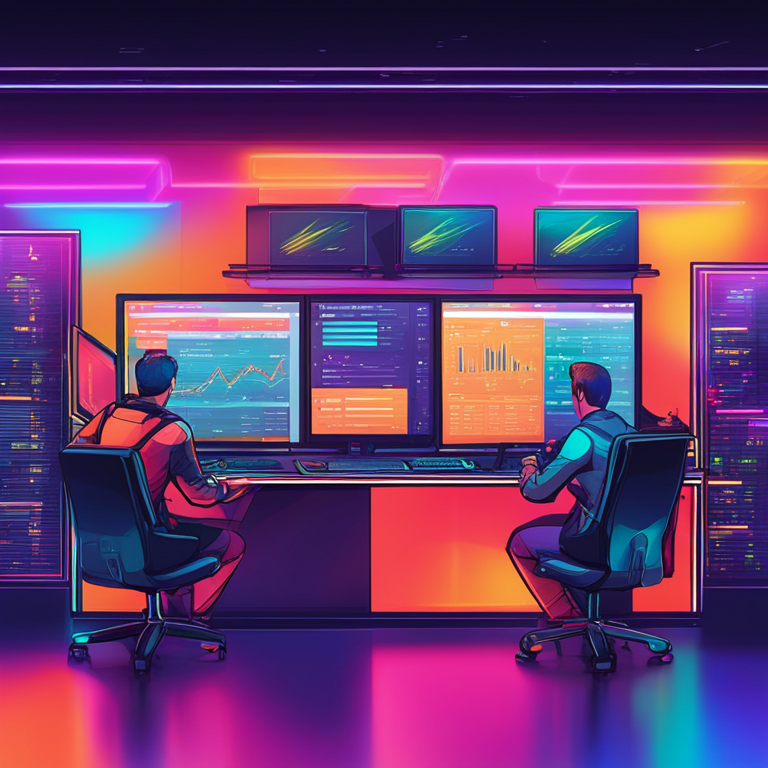 Vibrant and dynamic illustration of digital cryptocurrency exchange, Artstation HQ, digital art, high-tech trading platform, colorful market interactions, futuristic design