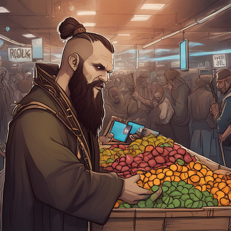 digital illustration of $FLOKI showing market growth, hand-drawn digital illustration, Artstation HQ, cryptocurrency art