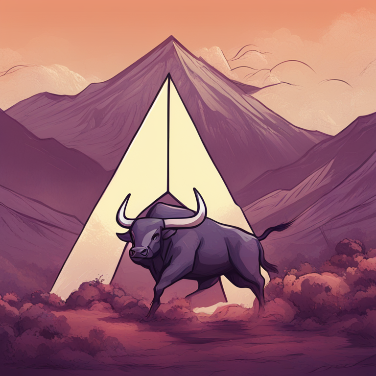 Ethereum bull run illustration, digital art showcasing Ethereum symbol with bullish trends, hand-drawn, Artstation HQ style