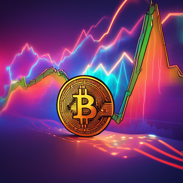 digital illustration of Bitcoin in a bright upward trend trajectory, Artstation HQ, digital art, showcasing vibrant colors, bullish market, high resolution, trending on Artstation.