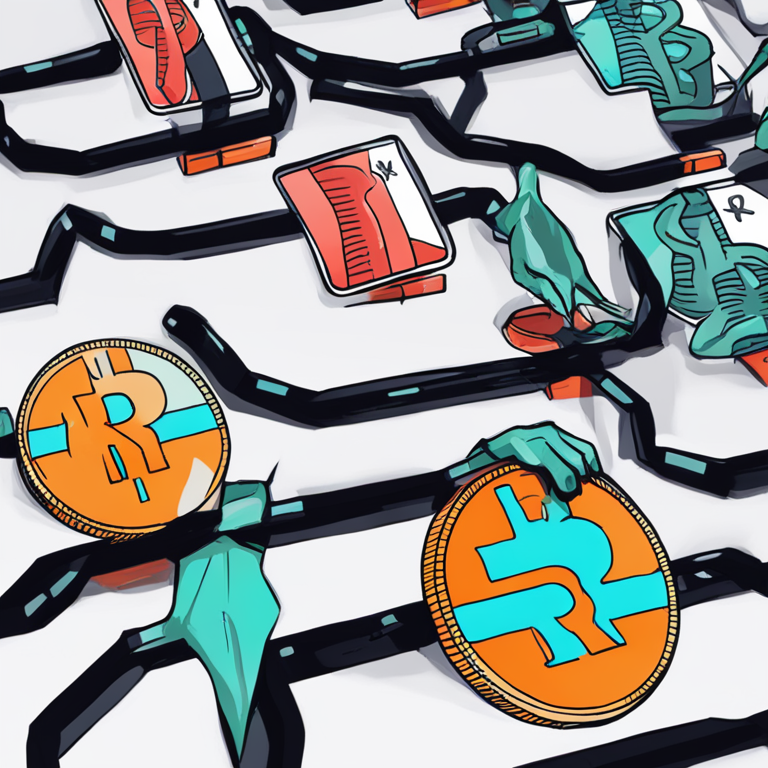 hand-drawn digital illustration of XRP cryptocurrency, showing support levels and market analysis, Artstation HQ, digital art