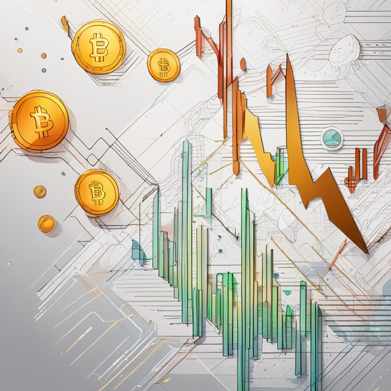 Abstract hand-drawn digital illustration of Solana and Ethereum cryptocurrencies showing various chart patterns and market dynamics, Artstation HQ, digital art