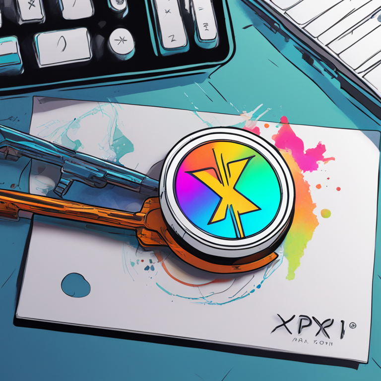 Hand-drawn digital illustration of XRP token on a key level, detailed and vibrant, with bullish and bearish trend lines, Artstation HQ, digital art