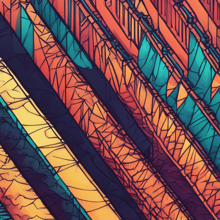 Hand-drawn digital illustration of Solana's descending channel pattern, with vibrant trend lines and highlighting volume spikes, Artstation HQ, digital art