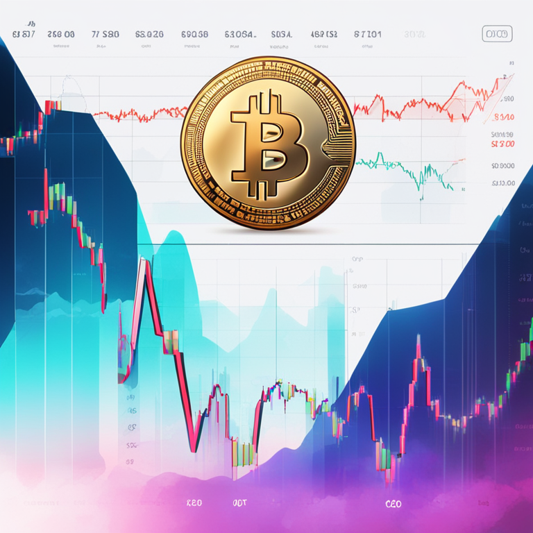 Digital illustration of a market chart with cryptocurrency symbols, high-resolution, Artstation HQ, representing intricate market strategies, modern and detailed style, trending on Artstation