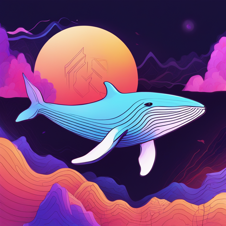 Abstract digital illustration of a cryptocurrency whale, hand-drawn digital illustration, Artstation HQ, digital art, trending colors, and modern design