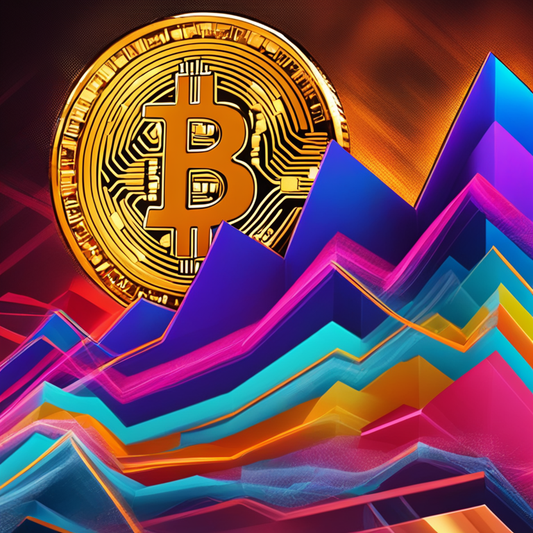 digital illustration of Bitcoin chart showing upward trend, vivid colors, modern art, trading on Artstation HQ, high-tech, enthusiastic setting