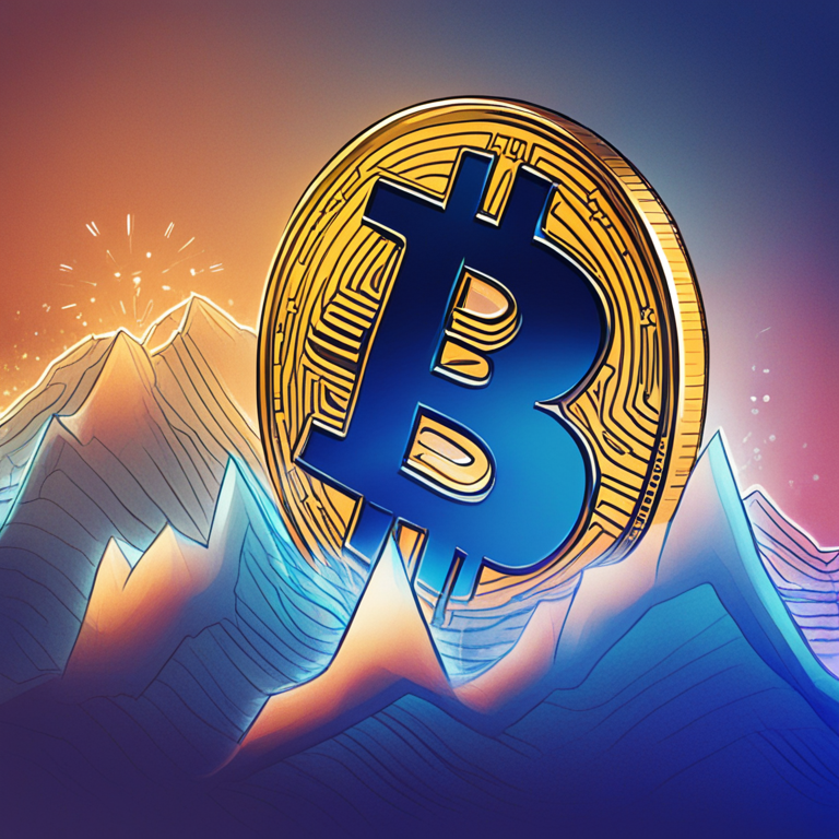 A digital illustration of Bitcoin symbol with upward price trend on a financial chart, hand-drawn digital illustration, Artstation HQ, digital art