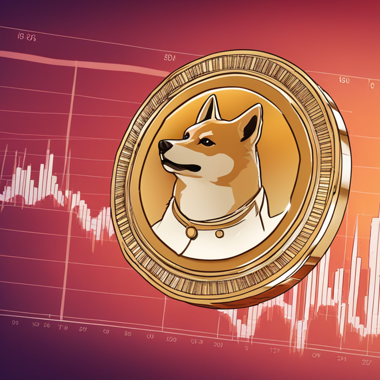 abstract digital illustration of financial chart showing bullish trend for Dogecoin, hand-drawn digital illustration, Artstation HQ, digital art