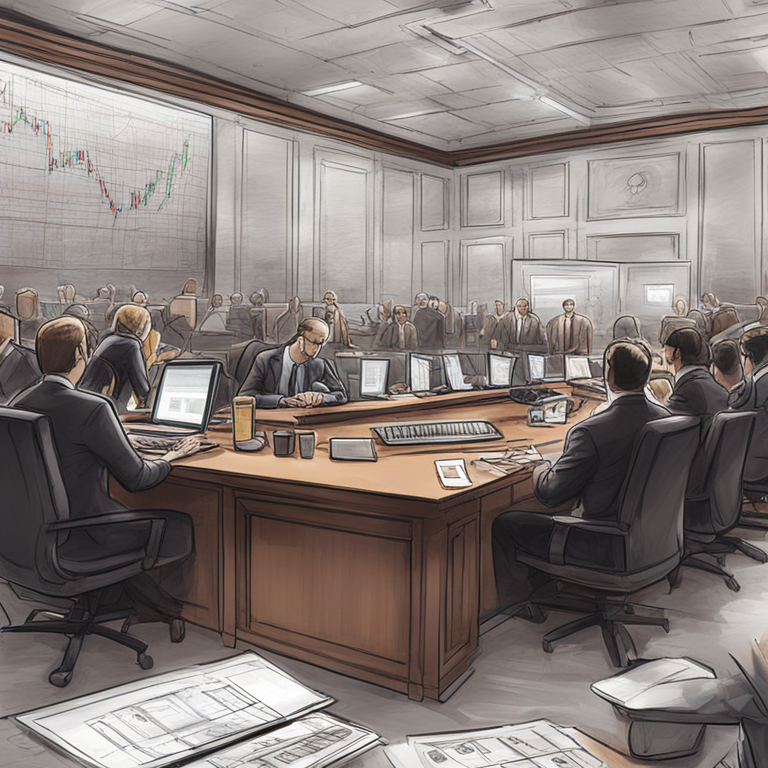 Artistic representation of the Wisconsin Investment Board reviewing Bitcoin ETF investments, hand-drawn digital illustration, Artstation HQ, digital art, detailed financial analysis setting