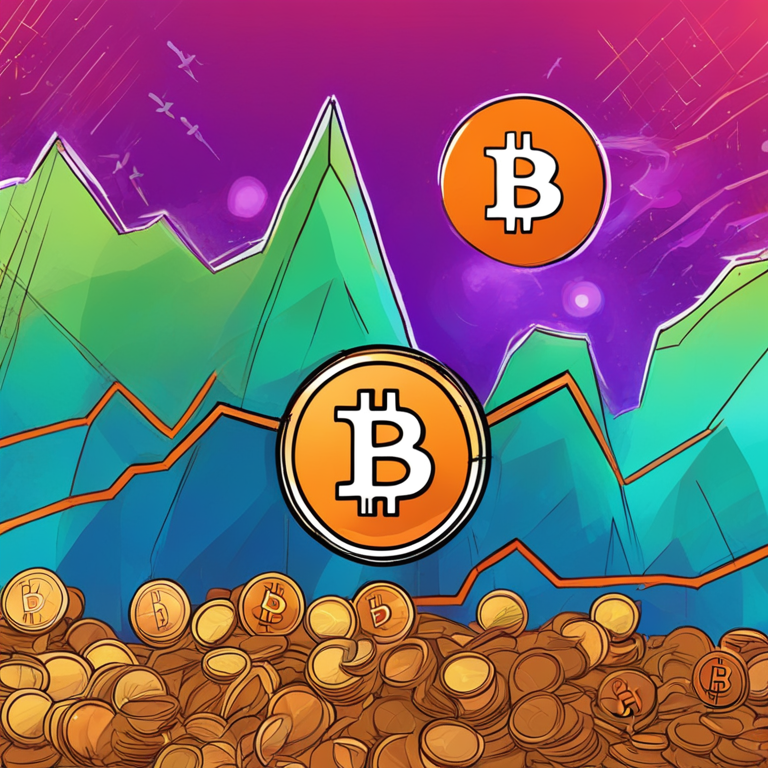 Hand-drawn digital illustration of a significant Bitcoin price surge, with digital charts and arrows, Artstation HQ, vibrant colors, financial graph, depicting market excitement, digital art