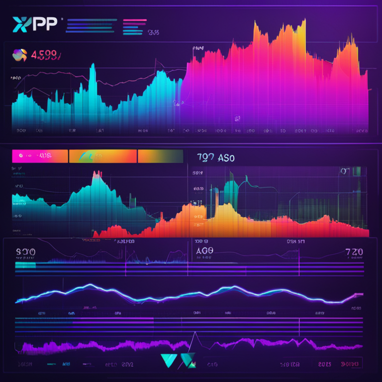 hand-drawn digital illustration, Artstation HQ, technical indicators for XRP price, digital art, financial chart analysis, trending on Artstation, detailed and sleek design, vibrant colors, modern crypto market illustration