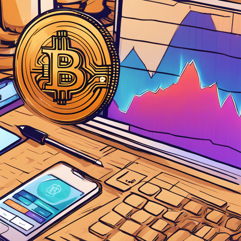 digital graphic of Bitcoin market analysis with a bullish trend, hand-drawn illustration, Artstation HQ, digital art