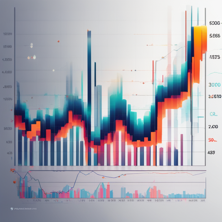 Bitcoin price chart with a sudden surge in value, vibrant and dynamic, digital illustration, Artstation HQ, sleek, modern, colorful, cryptocurrency trends, detailed, high-tech, glowing data points