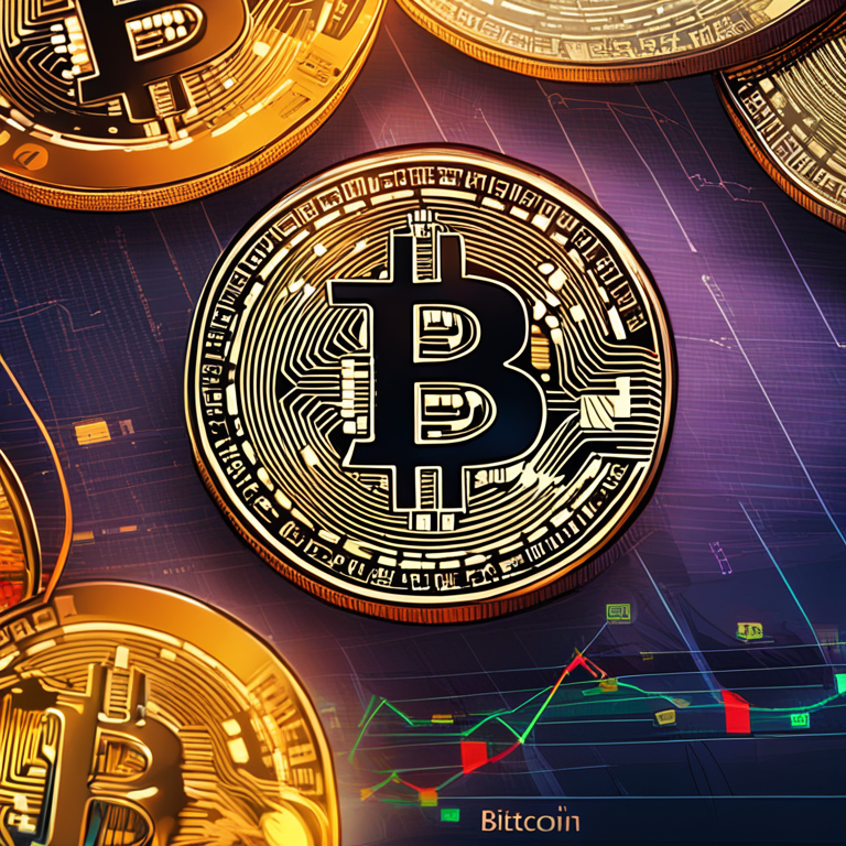 hand-drawn digital illustration, bitcoin, stock market, cryptocurrency, digital art, Artstation HQ, high-detail, vibrant colors, financial charts in the background, trending on Artstation, semi-realistic style