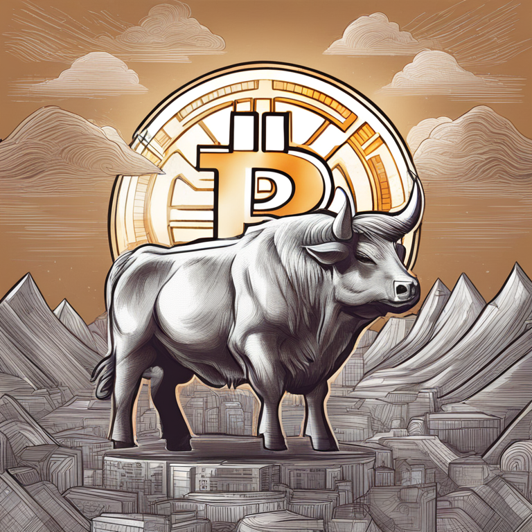 Hand-drawn digital illustration of Bitcoin's bullish trend depiction, Artstation HQ, digital art