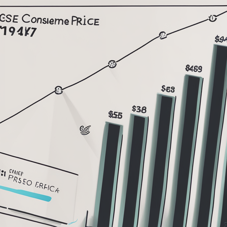 Hand-drawn digital illustration of the Consumer Price Index graph, Artstation HQ, digital art