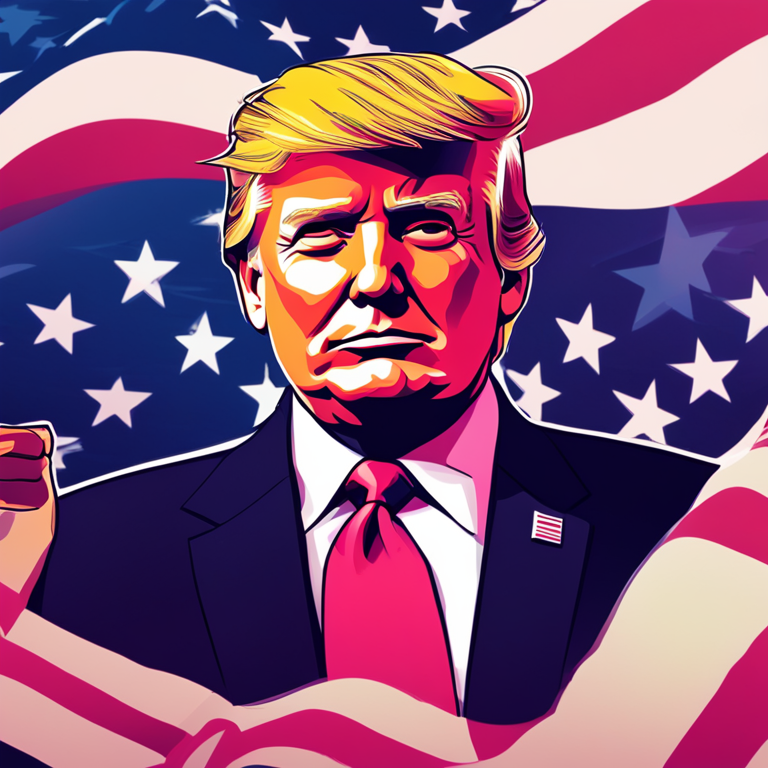 artistic representation of Donald Trump being labeled as America's first crypto president, vibrant colors and modern digital illustration style, Artstation HQ, digital art