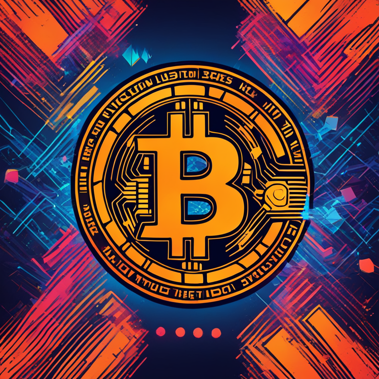 Hand-drawn digital illustration of a Bitcoin symbol with arrows pointing up and down, representing market fluctuation, Artstation HQ, digital art, trending magazine style, financial background, vibrant colors