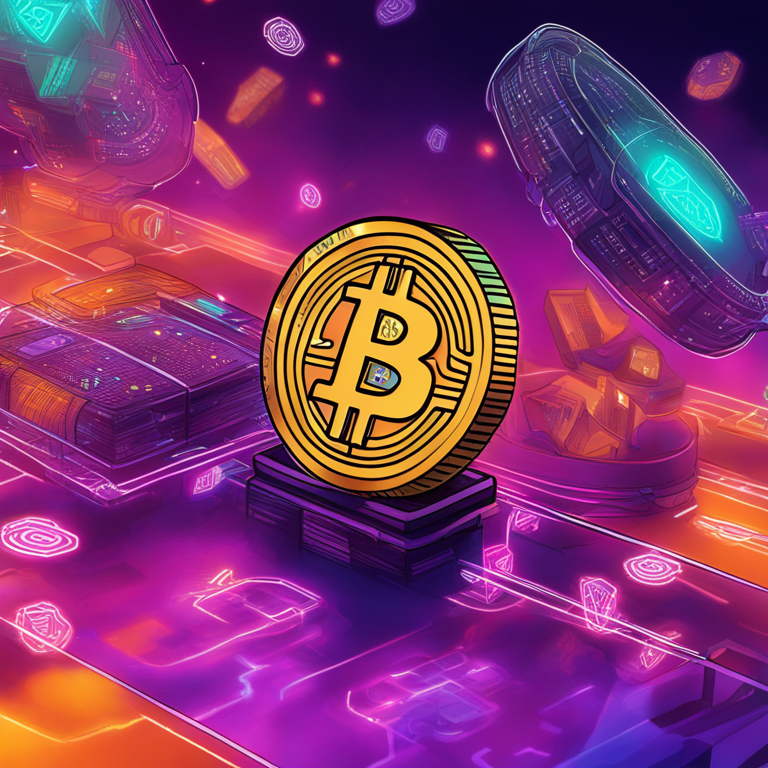 hand-drawn digital illustration of wrapped Bitcoin (WBTC) tokens integrating in a futuristic DeFi ecosystem, high-tech background, Artstation HQ, digital art, vibrant colors