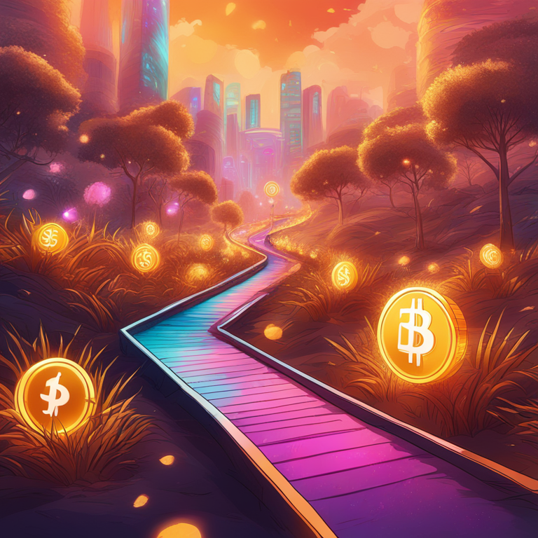 hand-drawn digital illustration, Artstation HQ, digital art of a golden path leading to a vibrant $200 number, futuristic, cryptocurrency symbols, detailed, colorful, trending on Artstation, financial growth, optimistic atmosphere