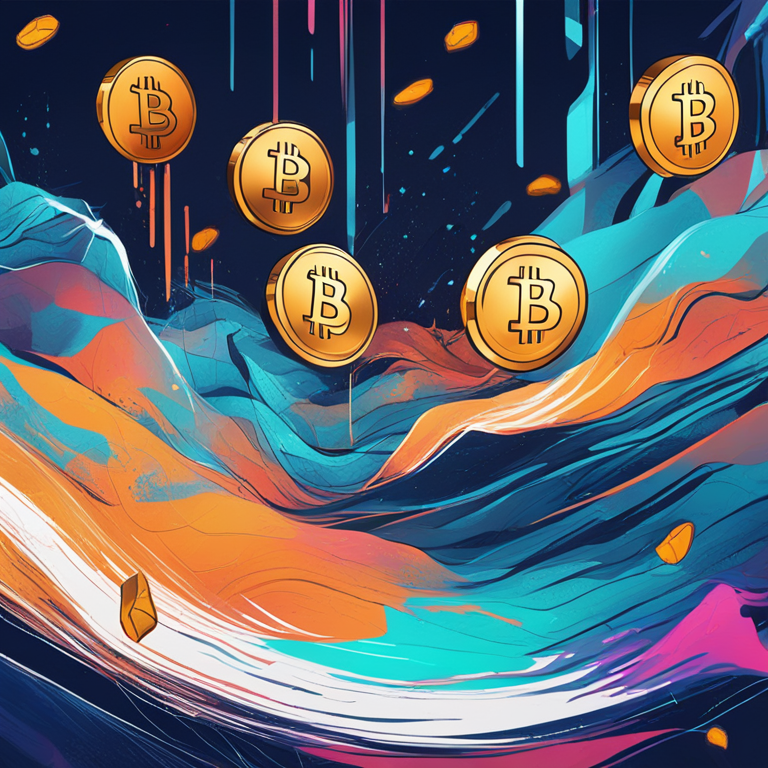 Abstract illustration of cryptocurrency liquidity with hand-drawn elements, Artstation HQ, digital art, modern, trending colors, financial markets