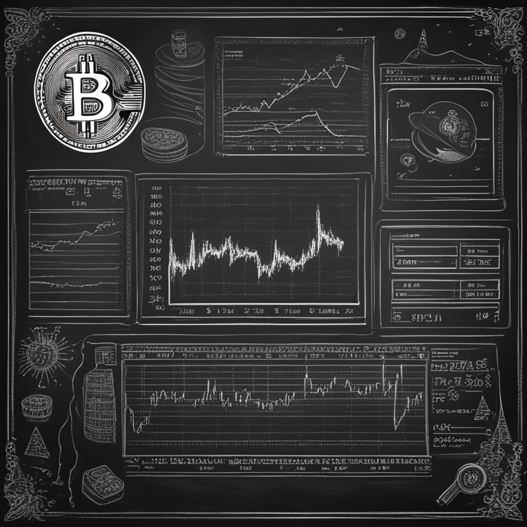 Hand-drawn digital illustration showcasing intricate factors influencing Bitcoin price on a chalkboard, Artstation HQ, digital art