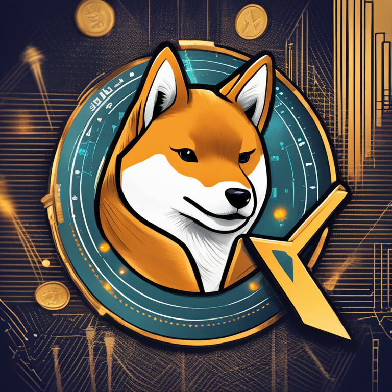 hand-drawn digital illustration of Shiba Inu coin with bullish analyst predictions, Artstation HQ, digital art, futuristic financial dynamics, arrows pointing upwards, high-tech theme, trending on social media