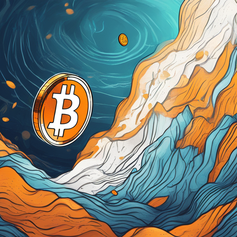 abstract digital illustration of fluctuating Ether and Bitcoin ratio, hand-drawn, Artstation HQ, digital art, modern style