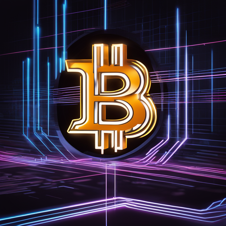 Illustration of Bitcoin symbol rising with glowing neon streaks, digital art, comprehensive charts in the background, Artstation HQ, modern and detailed style