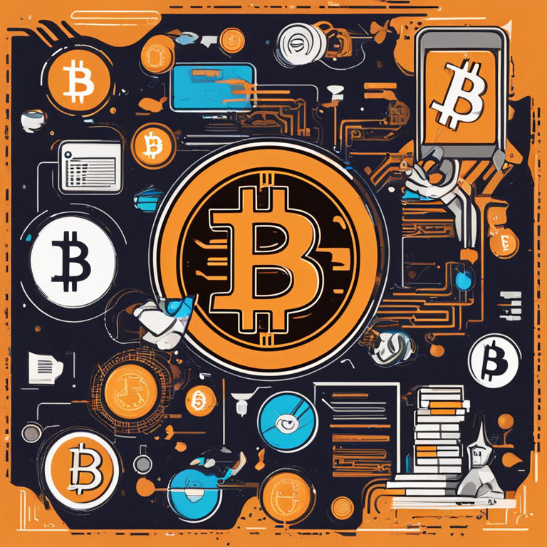 Abstract digital illustration of a meme symbolizing Bitcoin's cultural impact, featuring icons of finance and technology, trending on Artstation, high-definition digital art