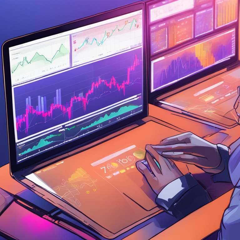 A graph showing BNB price surge with traders on laptops, hand-drawn digital illustration, Artstation HQ, digital art