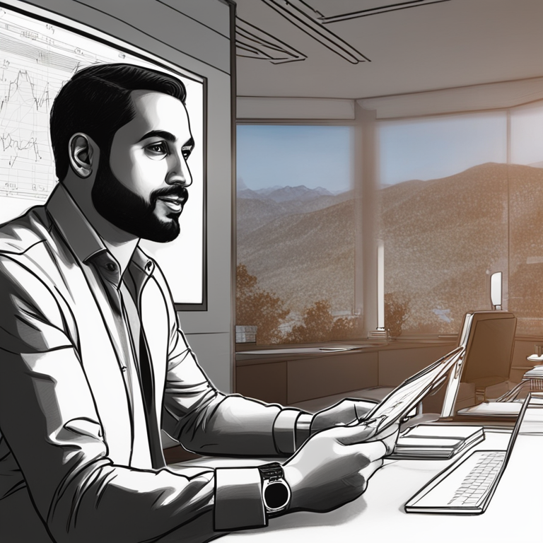 New CEO Salim Ramji discussing Bitcoin and Vanguard's investment strategy, hand-drawn digital illustration, Artstation HQ, digital art