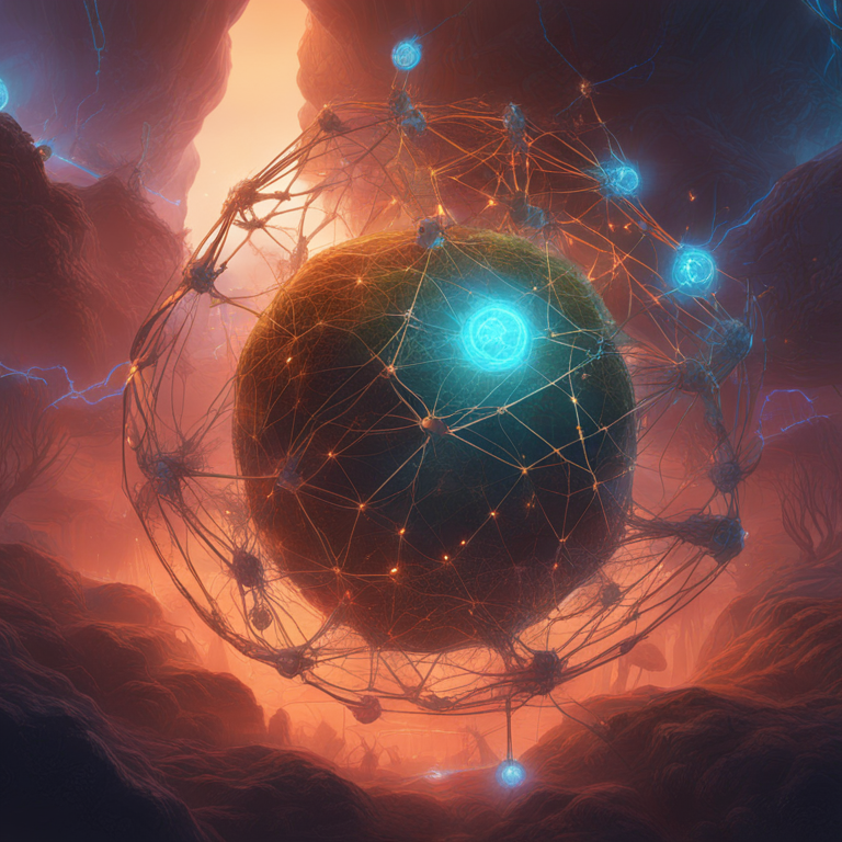 a dynamic digital illustration of a futuristic blockchain network expanding and connecting multiple ecosystems, high detail, vibrant lighting, Artstation trendy, digital art by Peter Mohrbacher and Donato Giancola