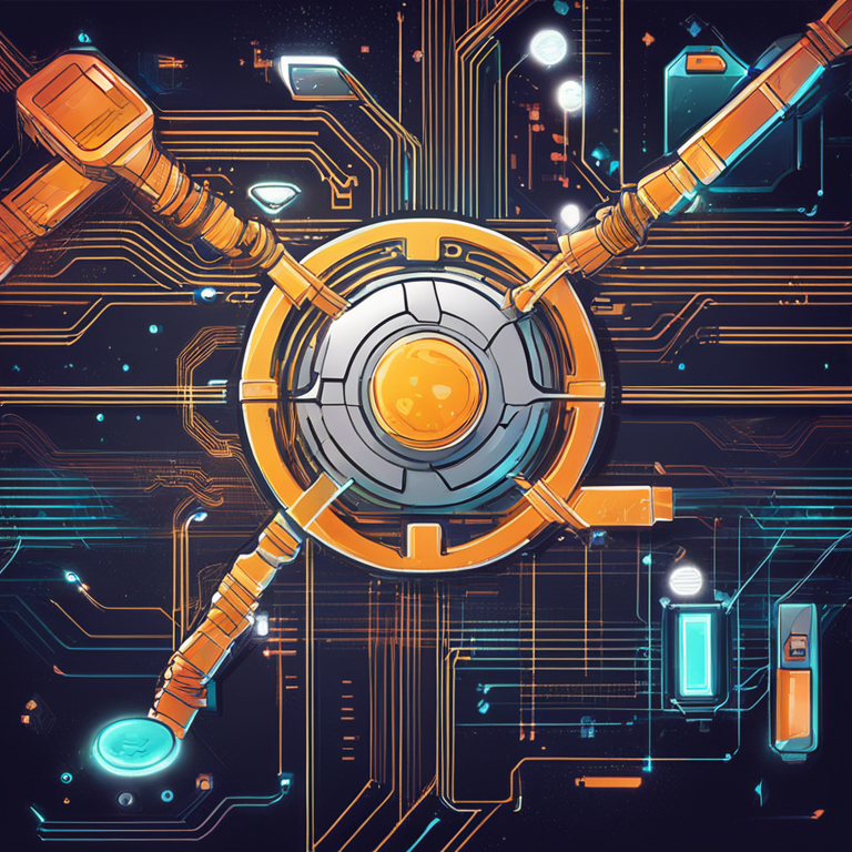 hand-drawn digital illustration of cross-chain messaging, blockchain data transfer, futuristic elements with bright, futuristic graphics, Artstation HQ, digital art