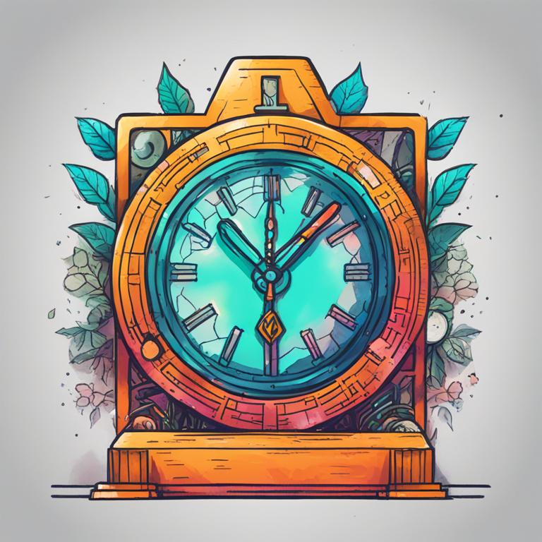 Hand-drawn digital illustration of a clock set at 15:30, symbolizing the time of cryptocurrency bill announcement, Artstation HQ, digital art, detailed, modern design, colorful, trending on Artstation