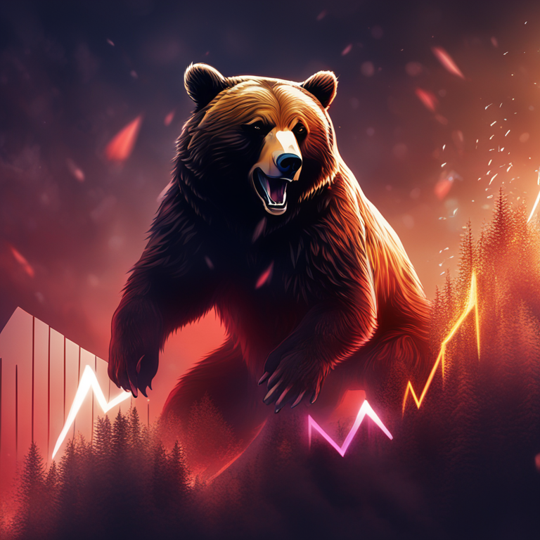 A creative digital illustration representing a falling Ethereum price chart against a bear market backdrop, Artstation HQ, digital art