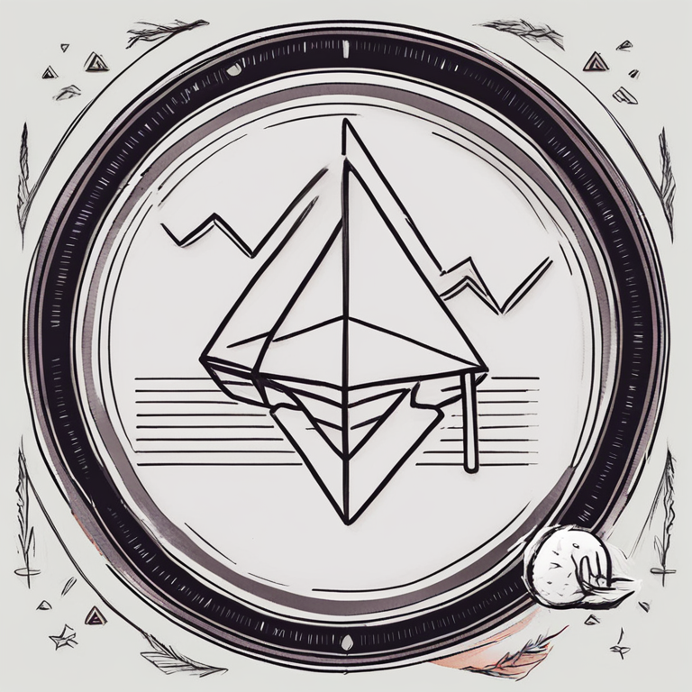 Hand-drawn digital illustration of a bearish Ethereum price analysis chart, Artstation HQ, digital art