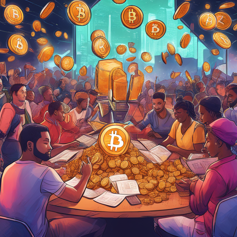 Hand-drawn digital illustration of diverse market growth in cryptocurrency, vibrant and dynamic, Artstation HQ, digital art, showcasing Bitpanda's market expansion and diversification