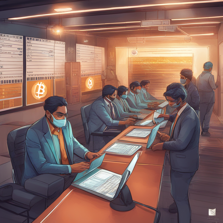 Detailed digital illustration of crypto firm registrations and verification process in India, Artstation HQ, digital art