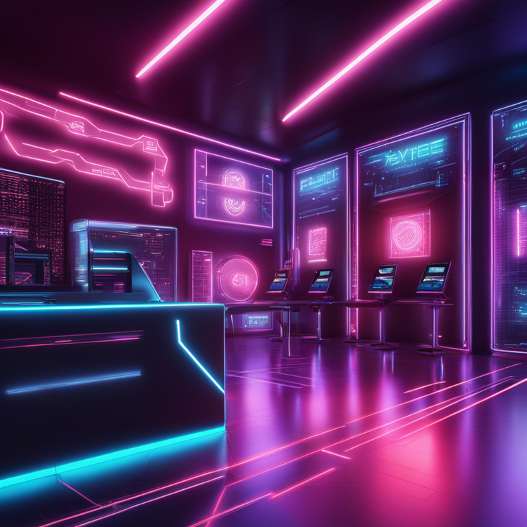 Artistic digital rendering of financial technology and blockchain, dynamic and futuristic with glowing neon elements, Artstation HQ, digital art, detailed, sleek and modern design