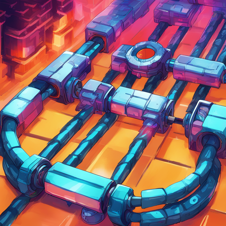 Digital illustration of Core Chain and Kiln collaboration, high tech art by Artstation, digital illustration, vibrant colors