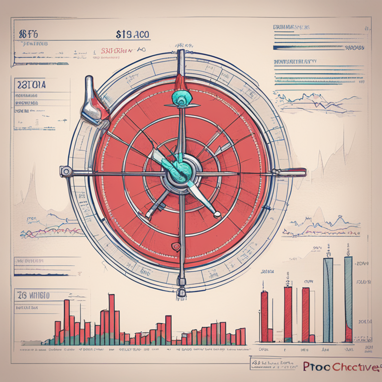 Detailed chart displaying Injective Protocol's price target analysis and optimistic price recovery projection. Hand-drawn digital illustration, Artstation HQ, digital art