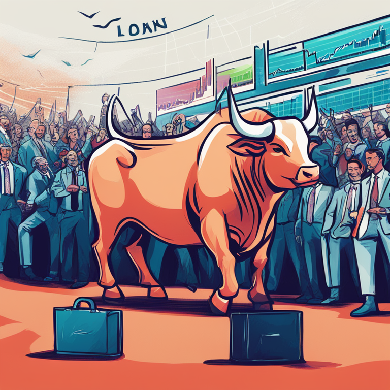 hand-drawn digital illustration of a bullish stock market, showing optimistic investors, trending on Artstation, digital art, professional and engaging style, crisp colors, textured finish