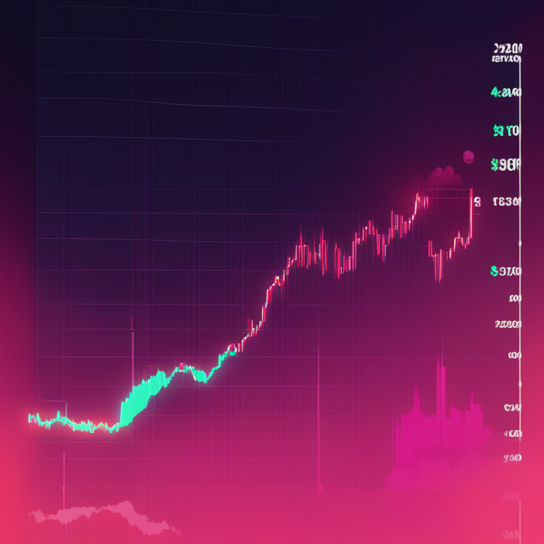 digital illustration showing Injective (INJ) cryptocurrency price trend, bullish recovery chart, Artstation HQ style