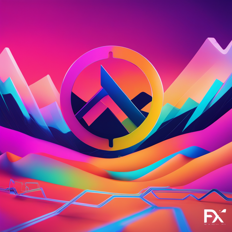 Stylized digital art showcasing XRP support levels with vibrant colors and trend lines, influenced by Artstation HQ quality