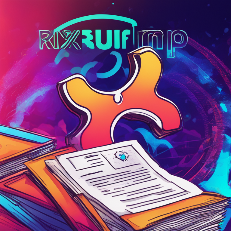 Hand-drawn digital illustration of XRP logo with legal documents in the background, Artstation HQ, digital art, vibrant colors, abstract