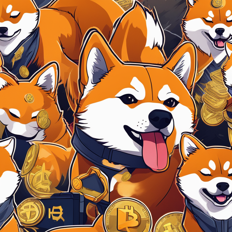 Hand-drawn digital illustration of Shiba Inu cryptocurrency rise, detailed analytics, vibrant colors, Artstation HQ, trending on crypto platforms