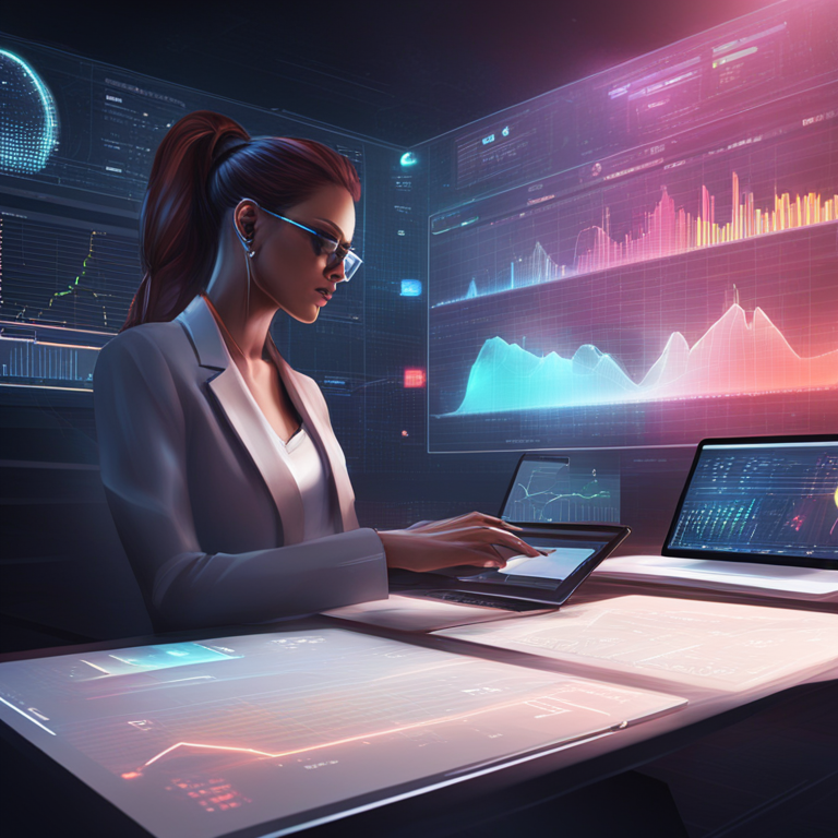 modern digital illustration of ChatGPT analyzing data charts, sleek and detailed projections, futuristic technology, Artstation HQ, digital art