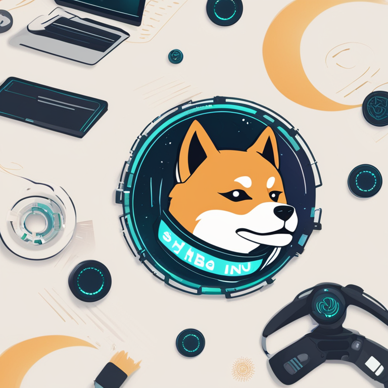 Illustration of a seamless digital transaction interface with the Shiba Inu logo in the center, futuristic design, trending on Artstation, hand-drawn digital illustration